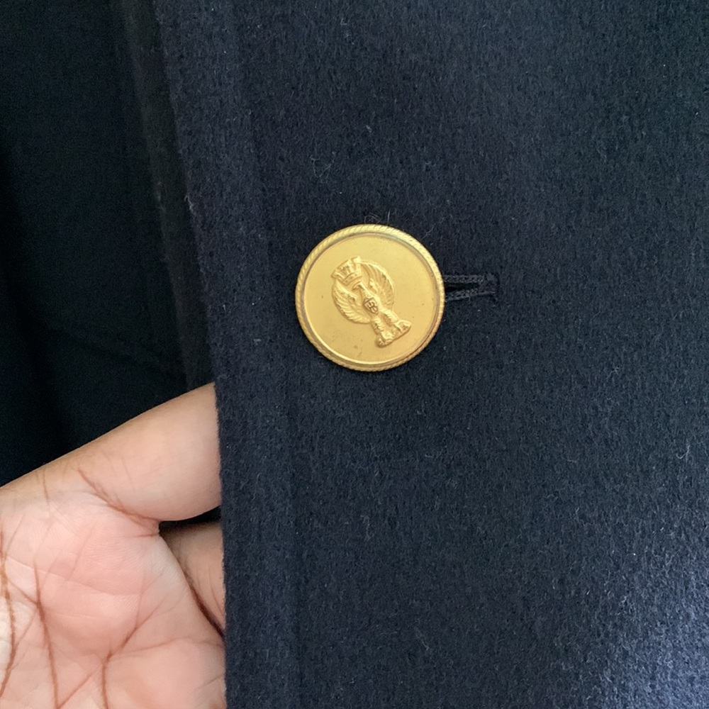 Vintage Navy Military Double Breasted Wool Coat - Picture 4 of 17